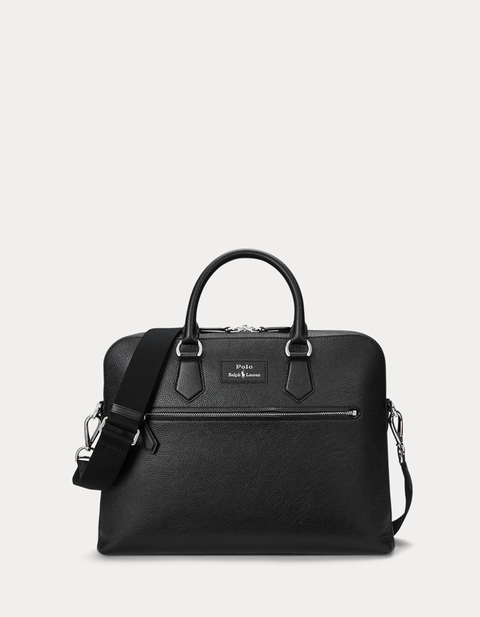 Pebbled Leather Commuter Bag in Black 