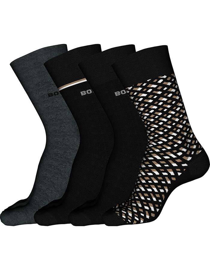 Set van vier paar sokken met monogram en logoband 