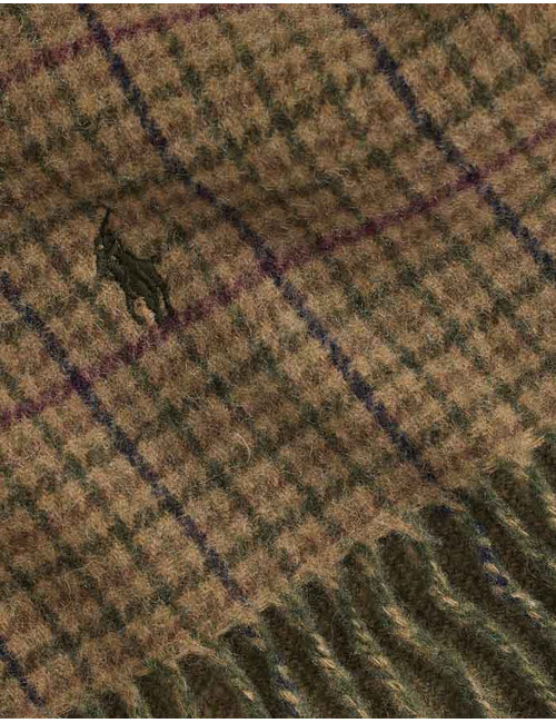 Reversible Wool-Blend Scarf in Olive Check