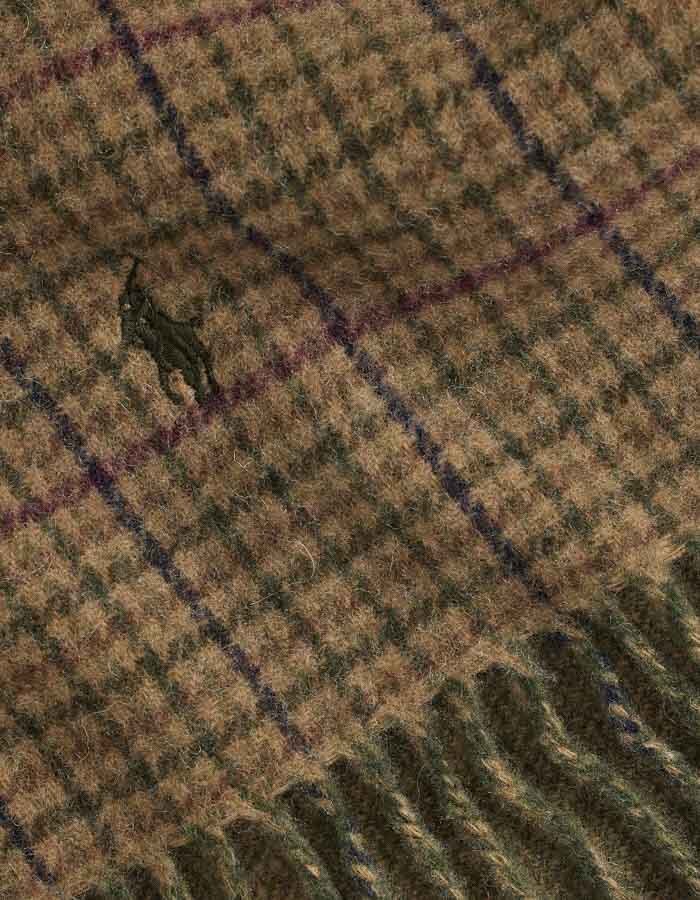 Reversible Wool-Blend Scarf in Olive Check