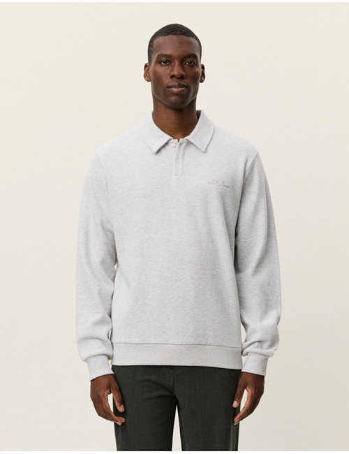 Regular Fit Ben Polo Piqué Sweatshirt in Snow Melange