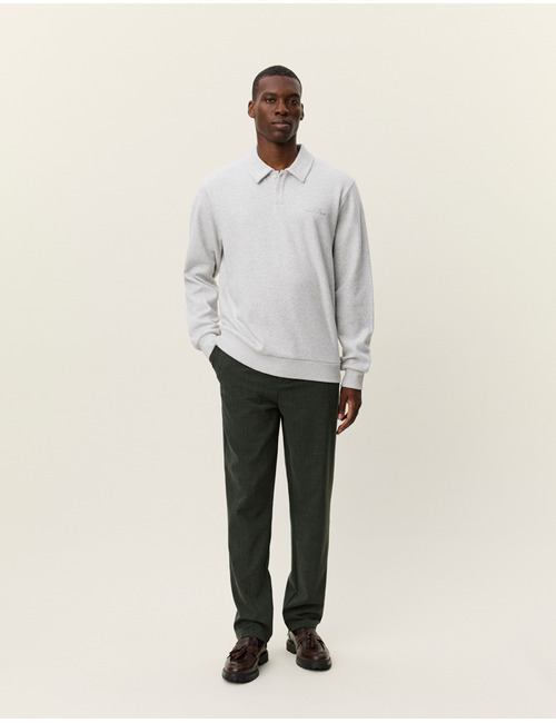 Regular Fit Ben Polo Piqué Sweatshirt in Snow Melange