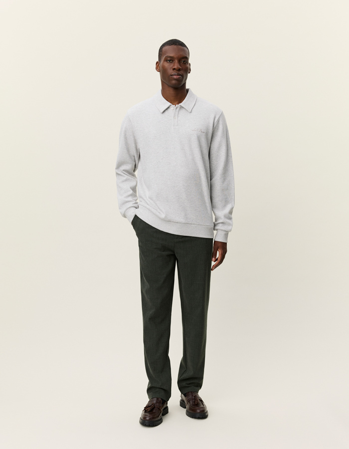Regular Fit Ben Polo Piqué Sweatshirt in Snow Melange