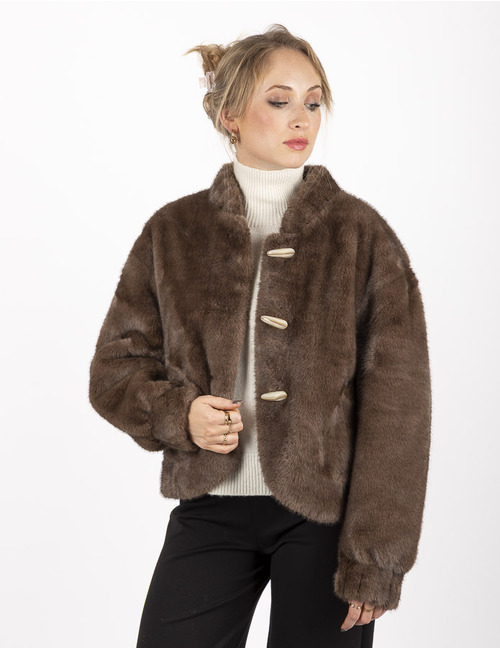 Leo & Ugo poncho met pels bruin