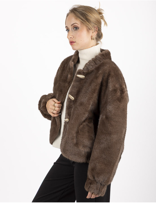 Leo & Ugo poncho met pels bruin