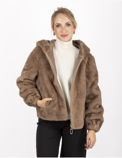 Leo & Ugo poncho met pels camel