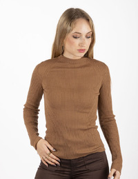Twinset pull met ronde hals camel