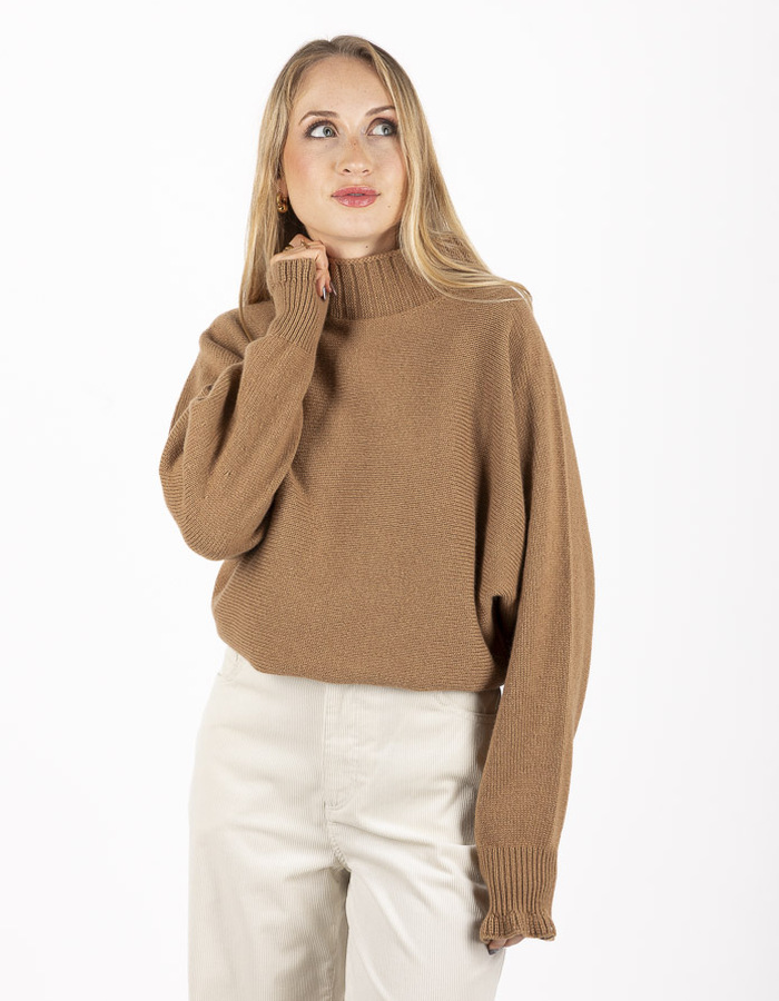 Twinset pull met ronde hals camel