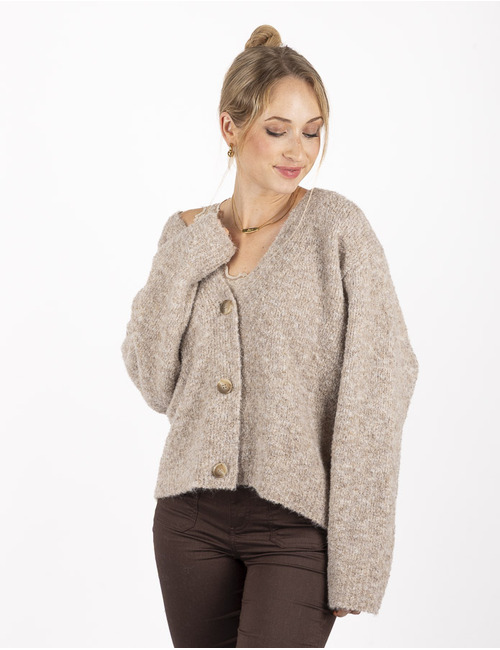 Neo Noir pull met v-hals ecru