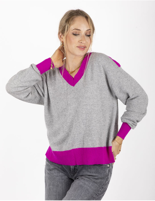 Lalotti pull met v-hals grijs