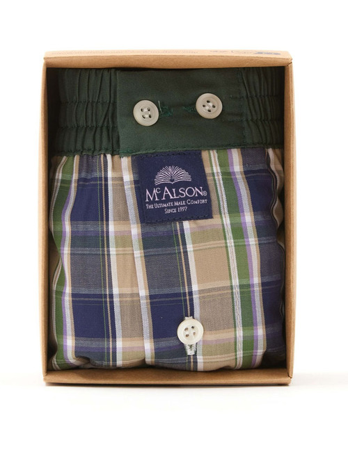 M5225 – Boxershort in Bruin, Groen en Navy Ruit