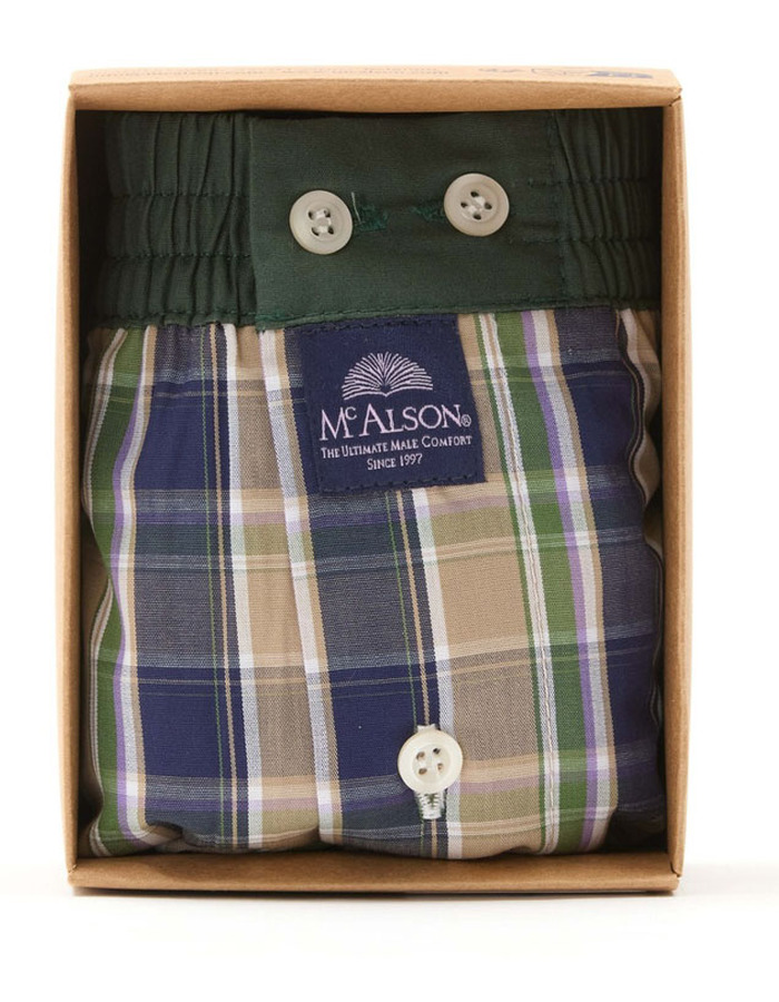 M5225 – Boxershort in Bruin, Groen en Navy Ruit