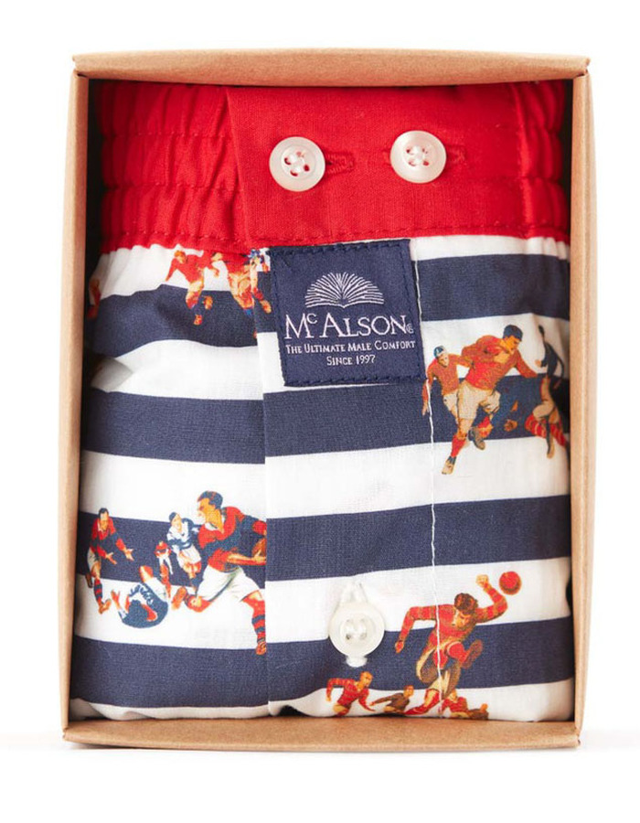 Boxer Short met Blauw-Witte Strepen en Sportprint – M4614