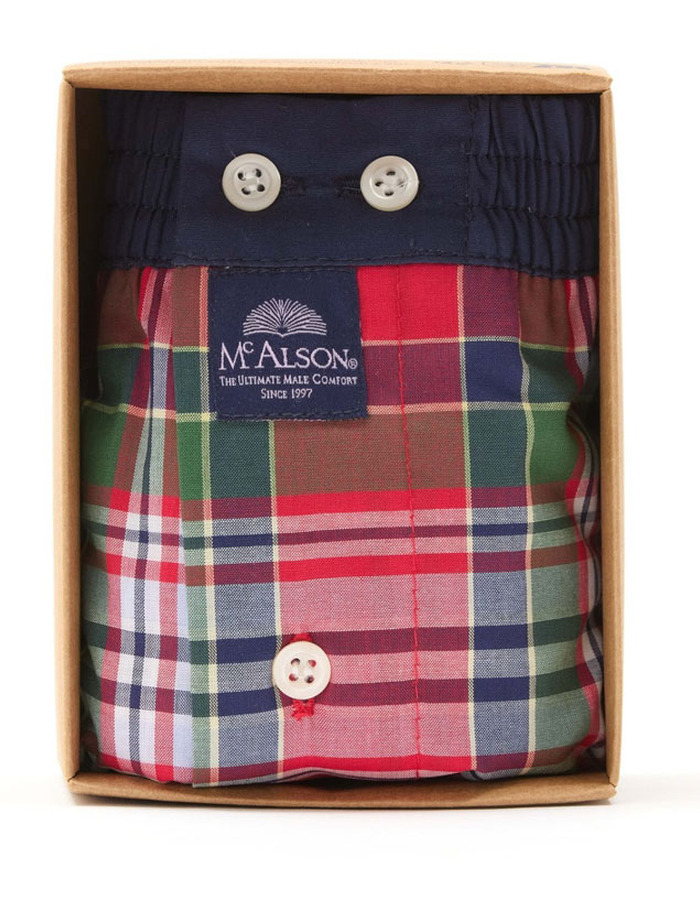 Boxer Short met Marineblauw, Groen & Rood Ruitmotief – M5231