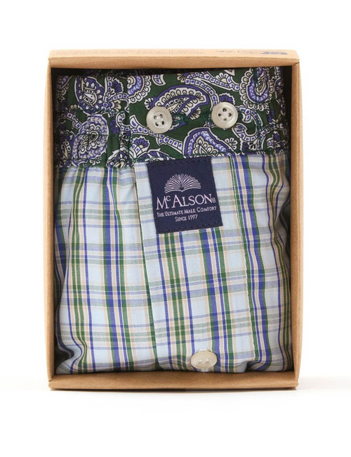 Boxer Short met Lichtblauw-Groene Ruit – M5219
