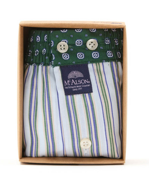 Boxer Short met Lichtblauw-Groene Streep – M5218