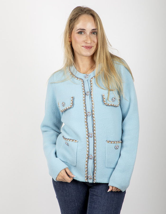 Leo & Ugo lange mouw gilet blauw