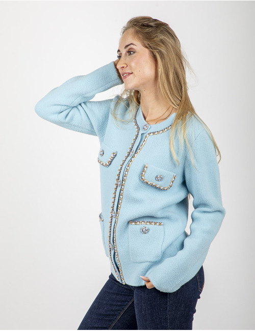 Leo & Ugo lange mouw gilet blauw