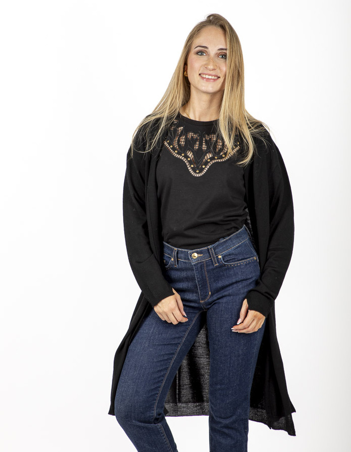 Due Amanti lange mouw gilet zwart