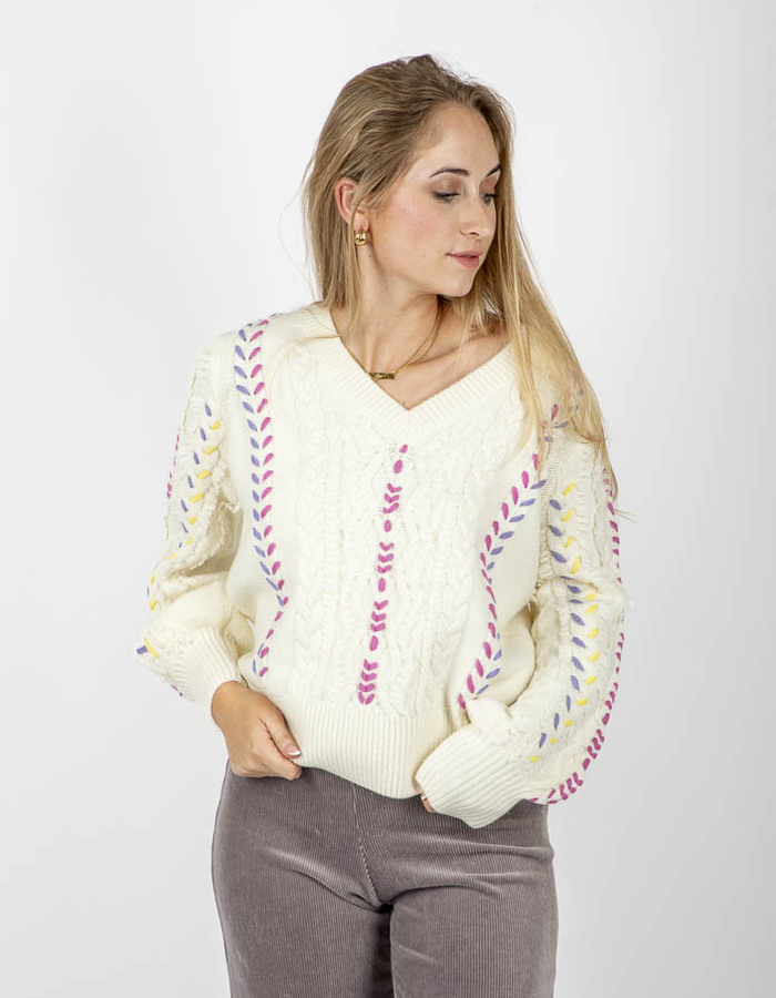 Due Amanti pull met v-hals wit