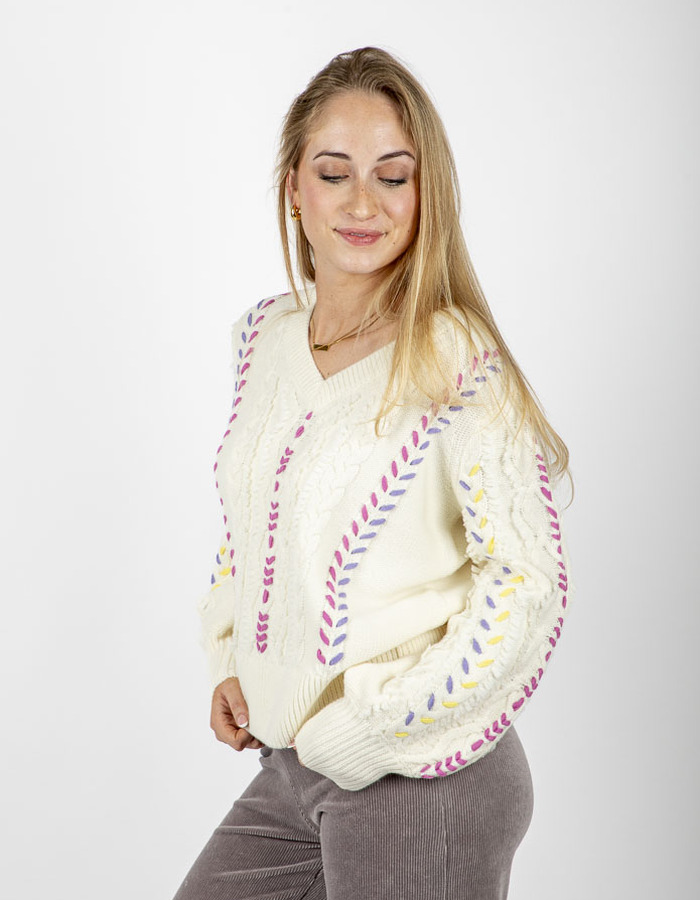 Due Amanti pull met v-hals wit