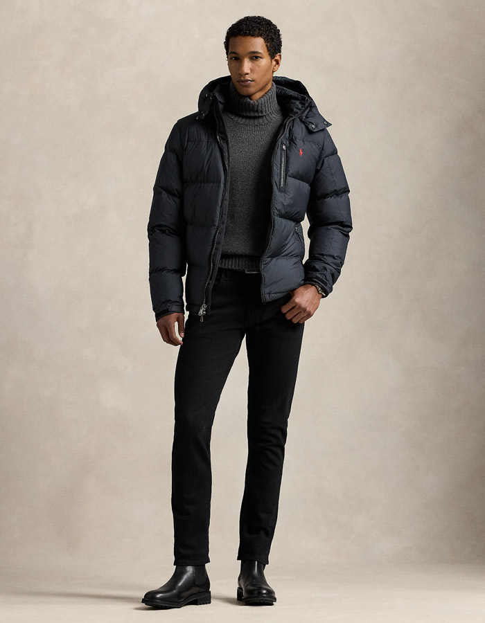 The Gorham Down Jacket in Polo Black – Waterafstotende Donzen Jas met Afneembare Kap