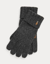 Merino Wool Touch Screen Gloves in Charcoal Heather – Herenhandschoenen met Leren Details