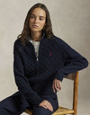 CABLE-KNIT COTTON QUARTER-ZIP SWEATER