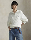 CABLE-KNIT COTTON QUARTER-ZIP SWEATER