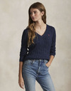 CABLE-KNIT COTTON V-NECK SWEATER