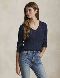 CABLE-KNIT COTTON V-NECK SWEATER