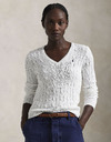 CABLE-KNIT COTTON V-NECK SWEATER