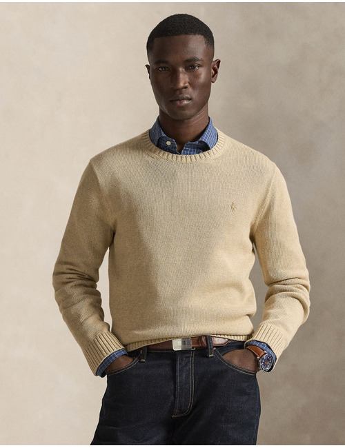 Cotton Crewneck Sweater in Dune Melange 
