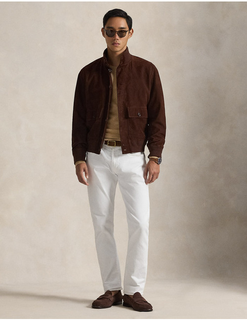 Mesh-Knit Cotton Crewneck Sweater in Camel Melange 