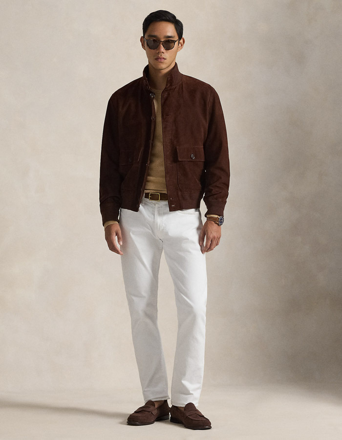 Mesh-Knit Cotton Crewneck Sweater in Camel Melange 