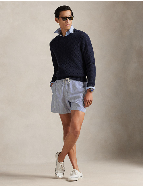 5.75-Inch Traveler Classic Swim Trunk in Cruise Royal Seersucker