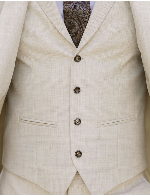 Vierdelig Kostuum in Zandbeige – Polyester-Viscosemix