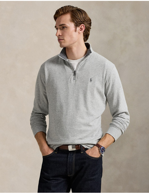 Luxury Jersey Quarter-Zip Pullover in Andover Heather