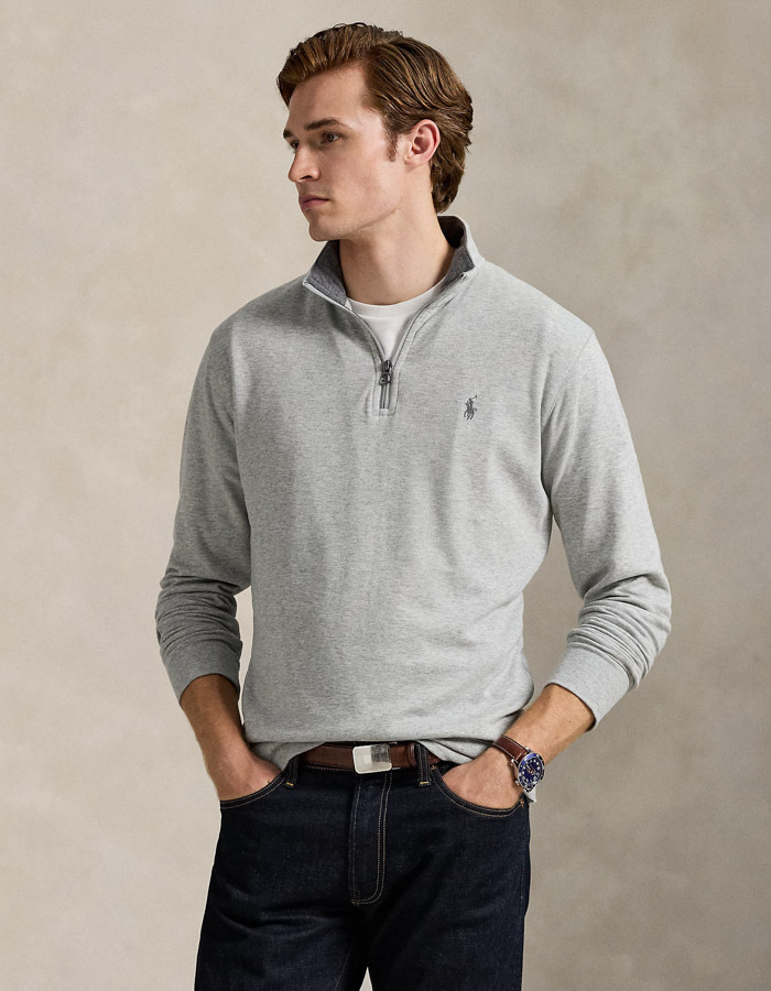 Luxury Jersey Quarter-Zip Pullover in Andover Heather