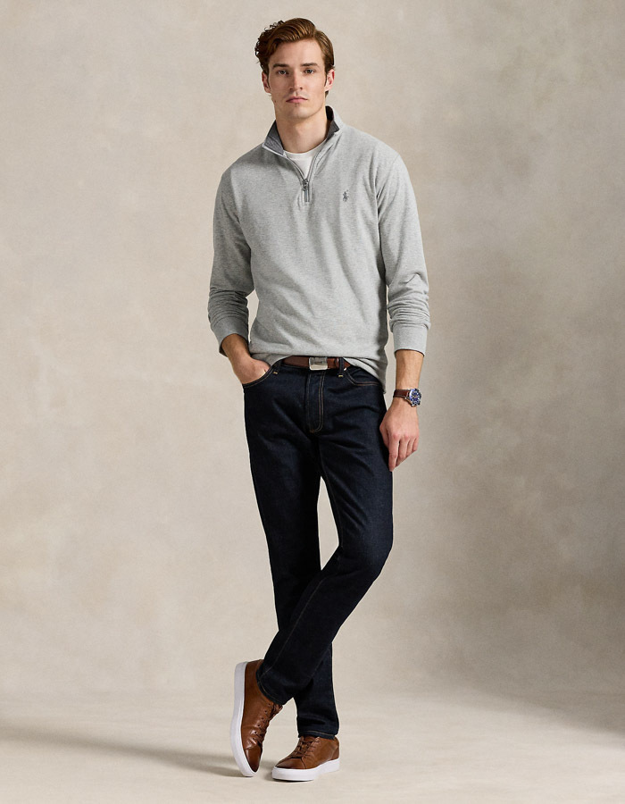 Luxury Jersey Quarter-Zip Pullover in Andover Heather