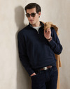 Luxury Jersey Quarter-Zip Pullover in Aviator Navy