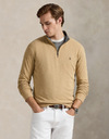 Luxury Jersey Quarter-Zip Pullover in Classic Camel Heather 