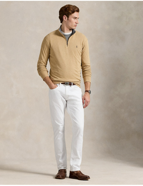 Luxury Jersey Quarter-Zip Pullover in Classic Camel Heather 