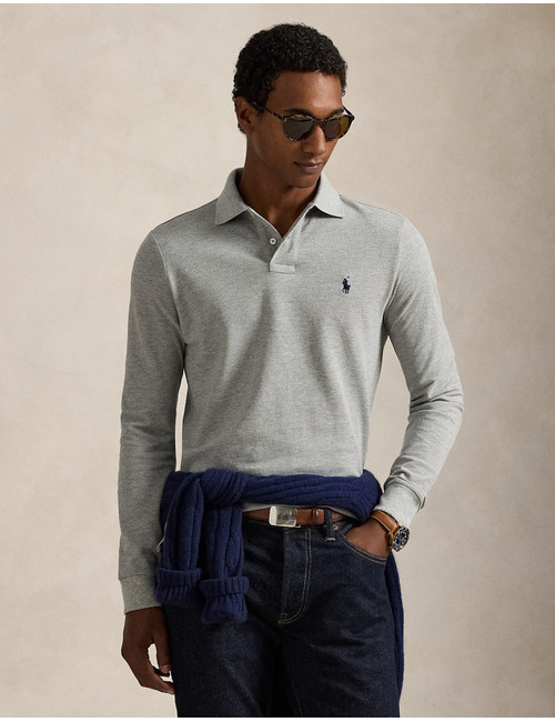 Custom Slim Fit Mesh Polo Shirt in Andover Heather
