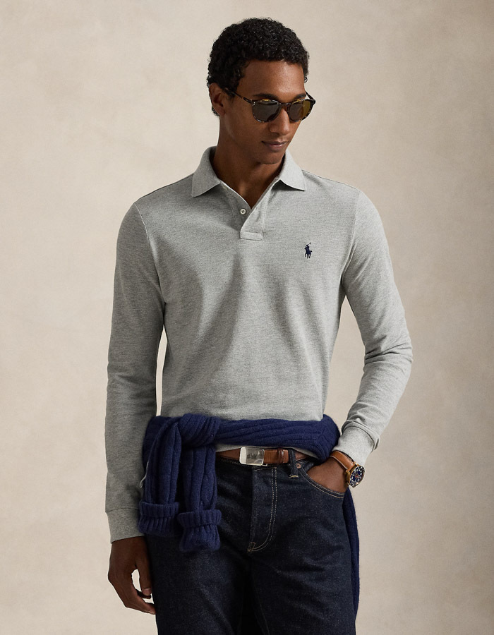Custom Slim Fit Mesh Polo Shirt in Andover Heather