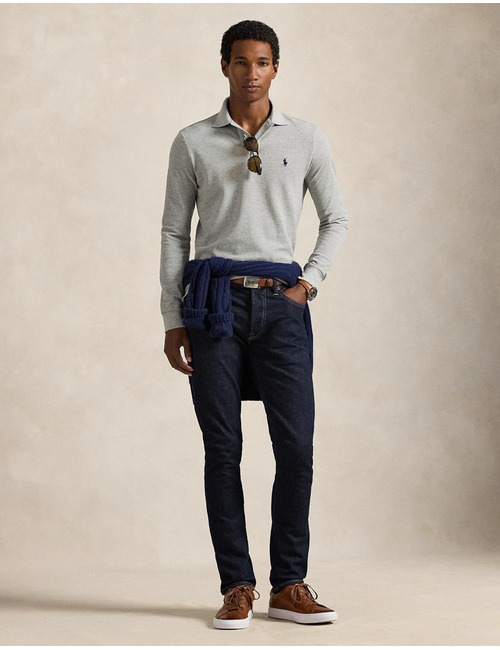 Custom Slim Fit Mesh Polo Shirt in Andover Heather