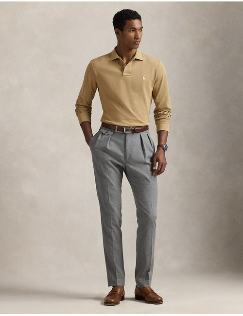 Custom Slim Fit Mesh Polo Shirt in Café Tan 