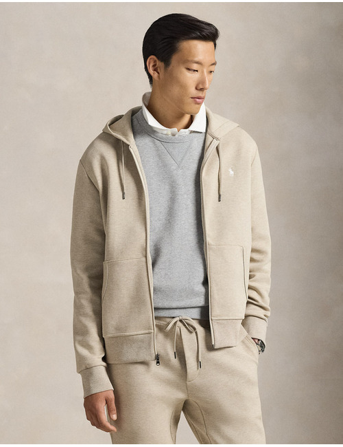 Double-Knit Full-Zip Hoodie in Tuscan Beige Heather