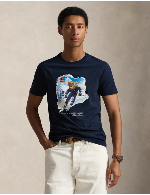 Custom Slim Fit Polo Bear T-Shirt in Worth Navy – Active Bear Ski Print