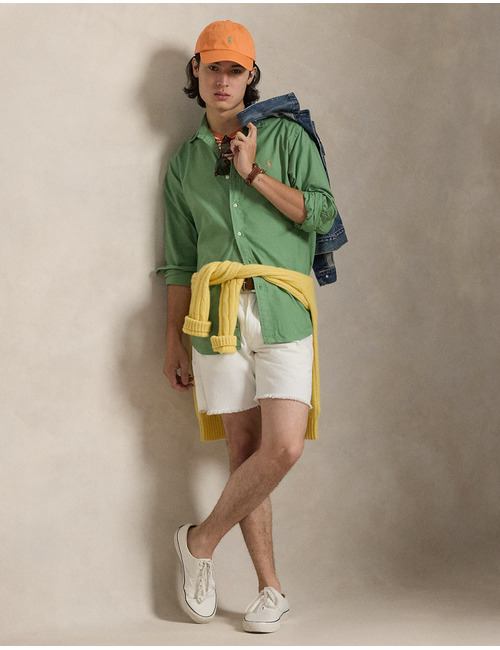 Custom Fit Garment-Dyed Oxford Shirt in Outback Green 